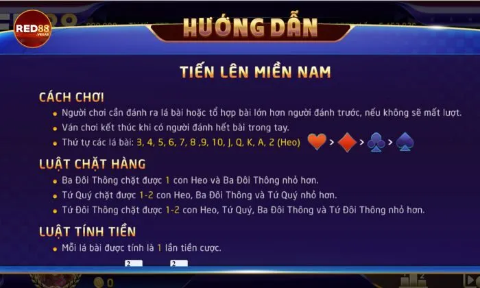 Luật chơi tiến lên miền Nam Red88 dễ hiểu