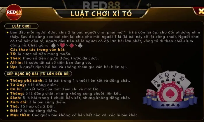 Luật chơi game xì tố Red88 đơn giản và dễ hiểu